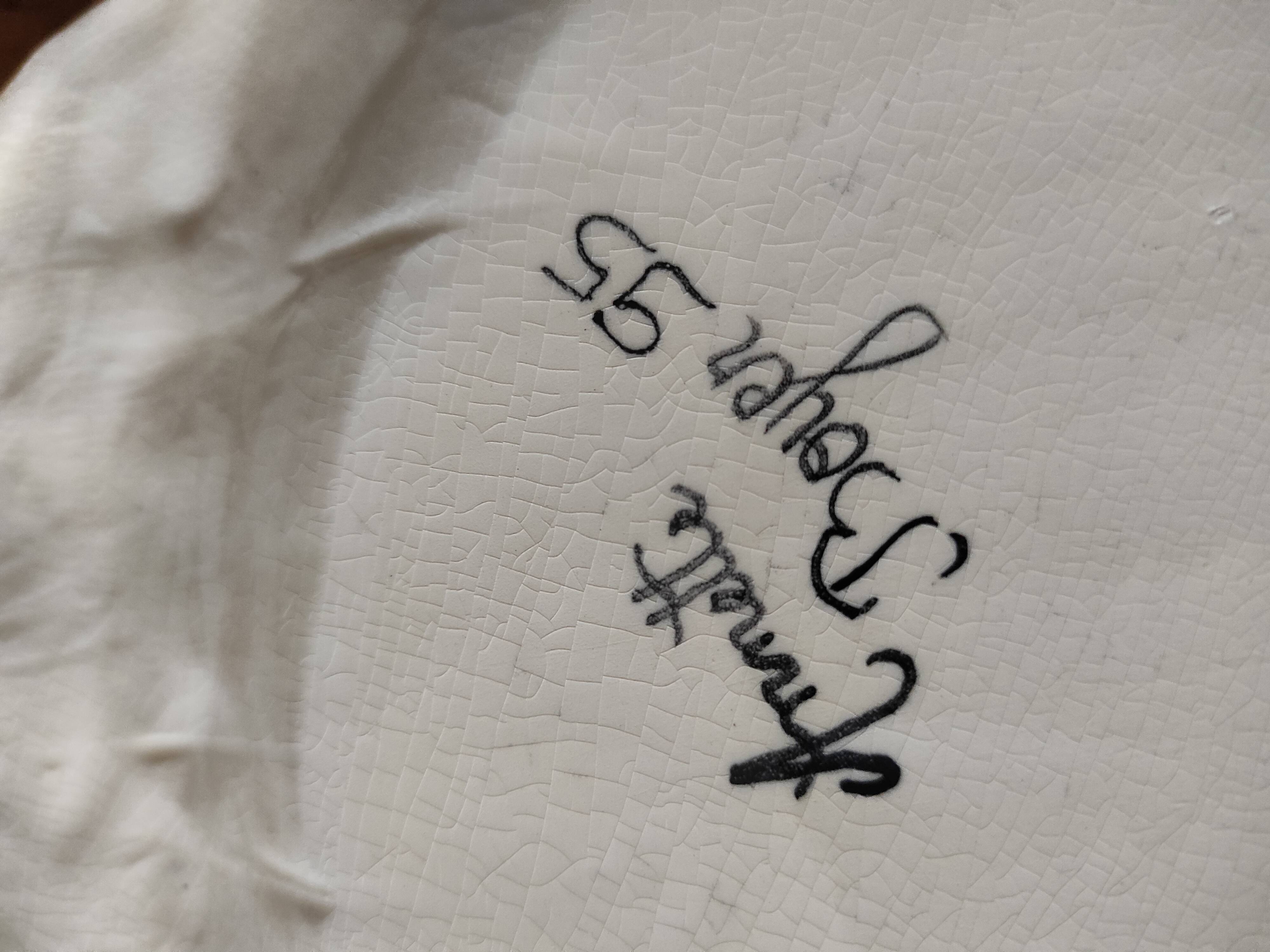 Glazed earthenware dish signed Annette Boyer