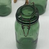 Ensemble de bocaux L’idéal, anciens, verre / vert