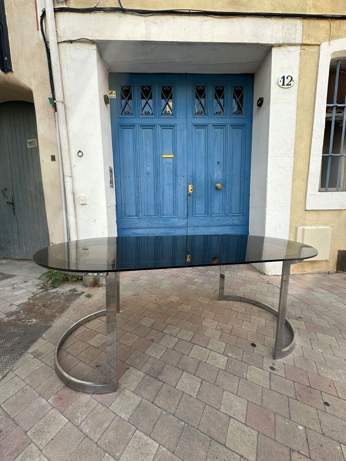 Dining Table in Chrome and Smoked Glass by Milo Baughman, 197