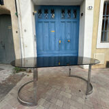 Dining Table in Chrome and Smoked Glass by Milo Baughman, 197