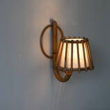 Lampe d'appliques du milieu du siècle en rotin crayon Reed, applique d'éclairage mural