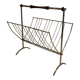 Brass and wood magazine rack, in the style of Cesare Lacca.