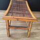 Vintage Asian stool or footrest in honey bamboo and brown rattan