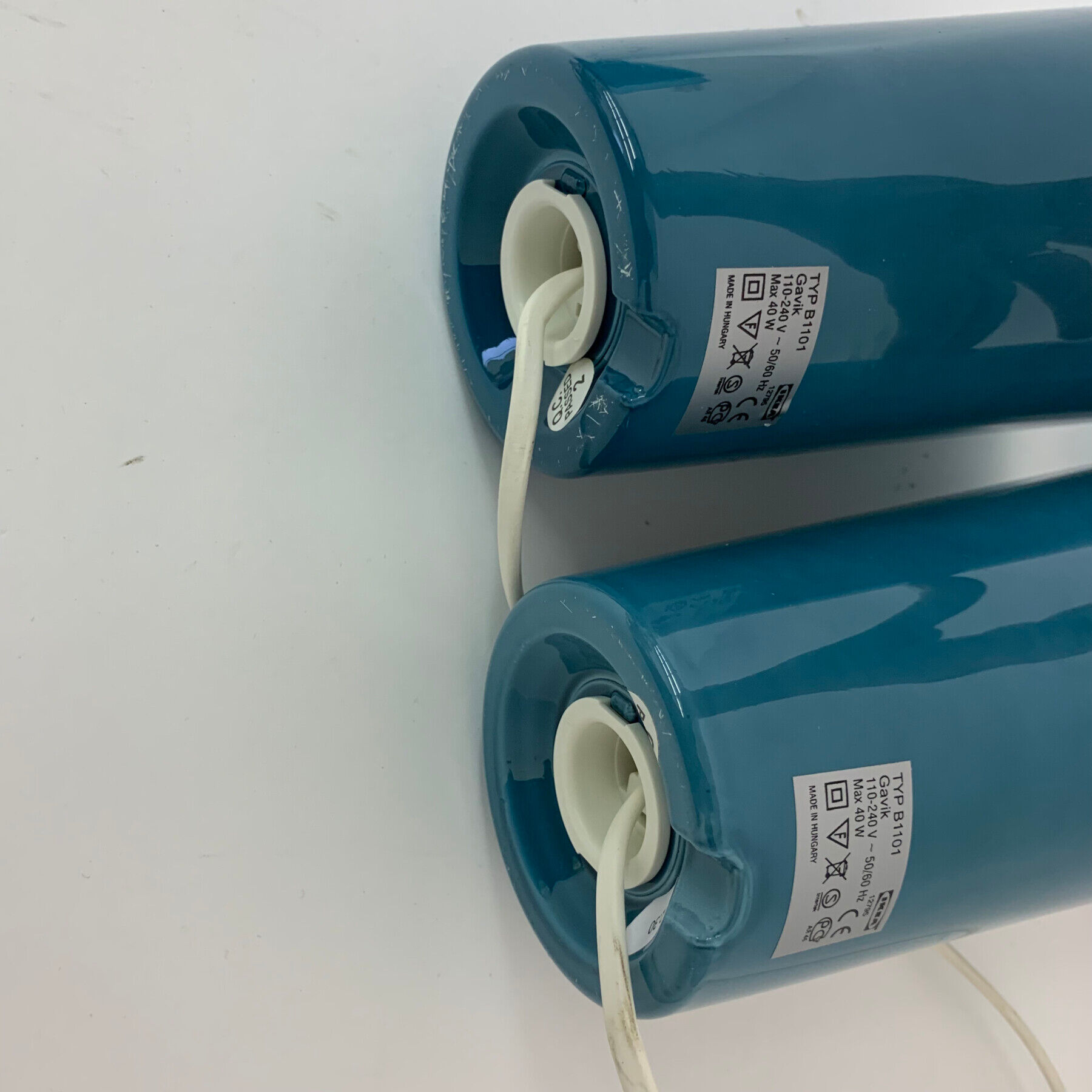 Set of 2 vintage table lamps Ikea Gavik mushroom blue glass