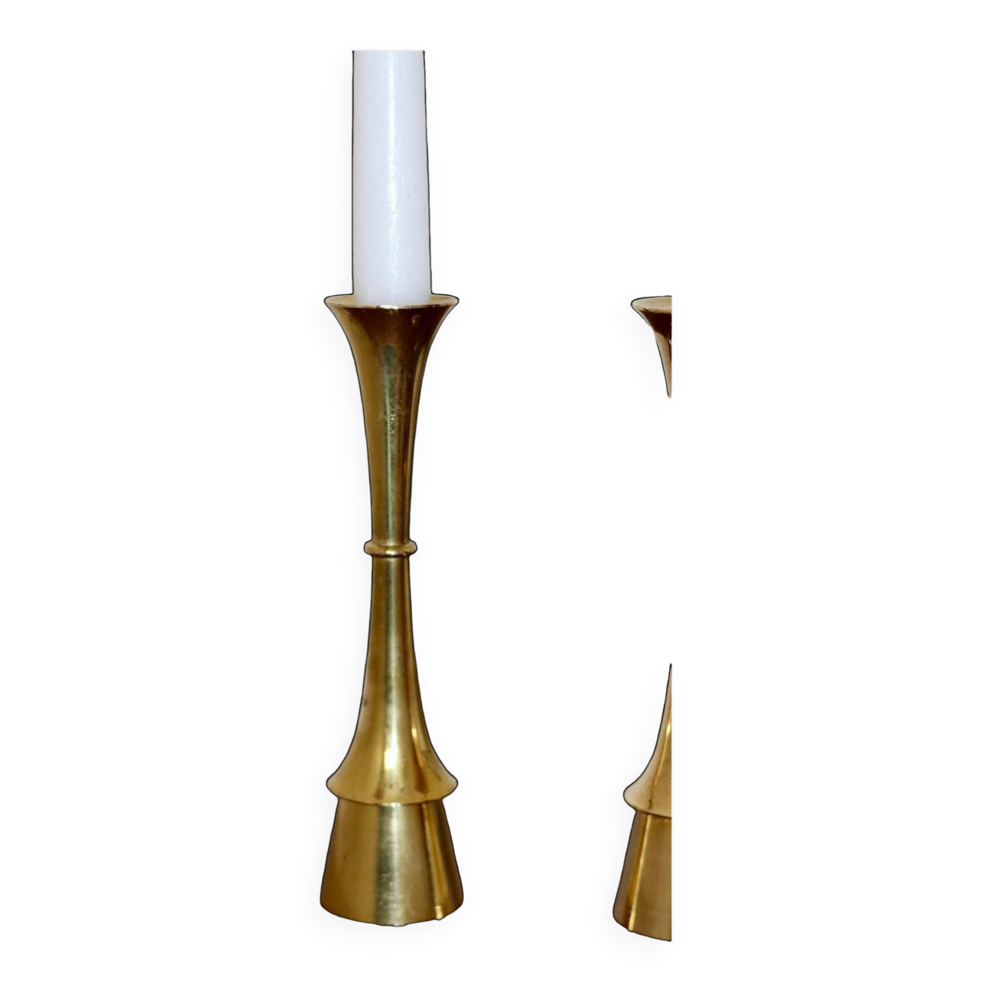 Pair of Scandinavian brass candlesticks from the 1950s by Dansk Designs.