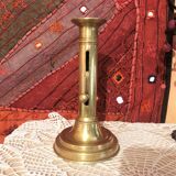 Old gold copper candle holder with pusher