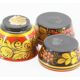 3 coupelles en bois russe khokhloma vintage