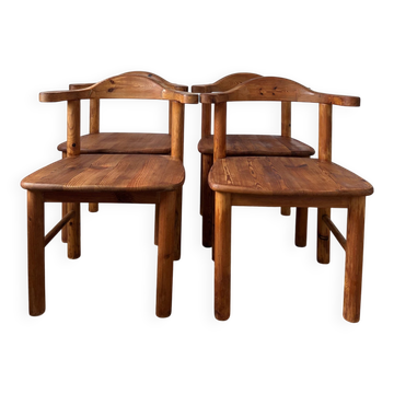 4 pine armchairs from the 1970s