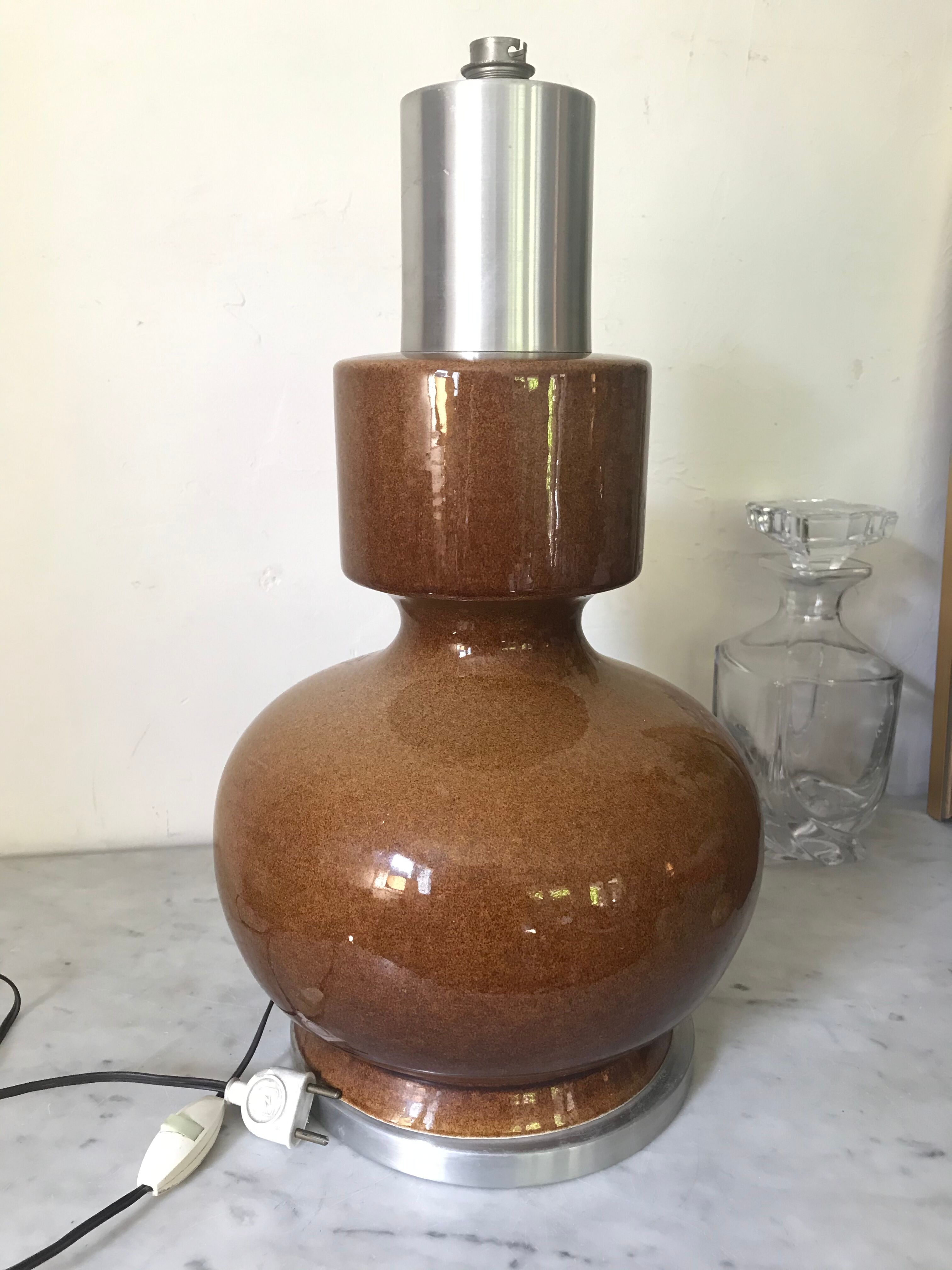 Ceramic and aluminum lamp foot brushed 46cm