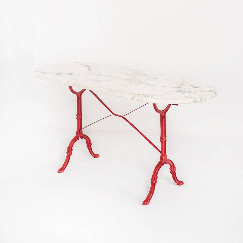 Vintage bistro table. Cast iron and marble. France, 1950s.