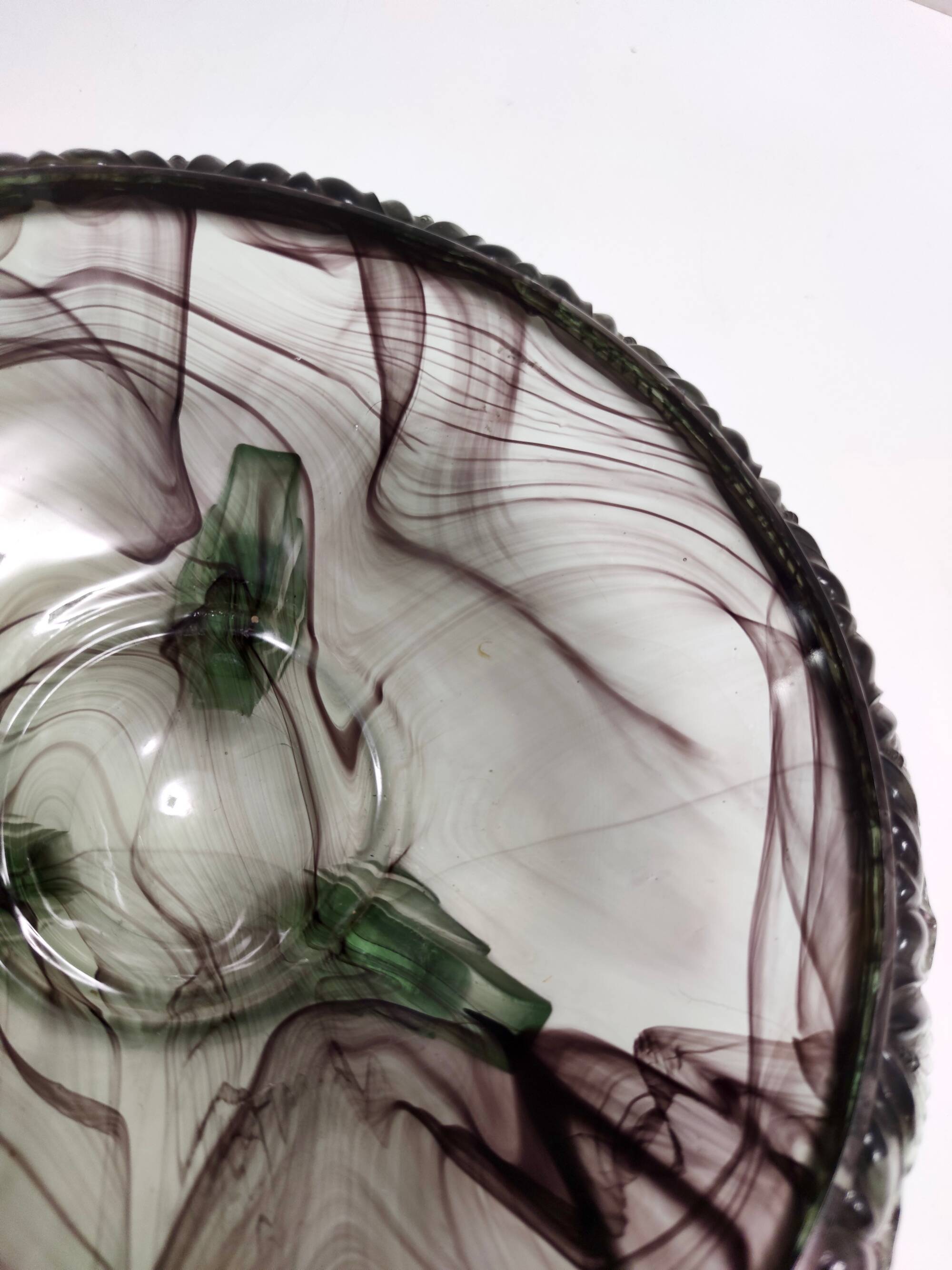 Topaz-Violet Cloud Glass Bowl or Centerpiece by Walther & Sohne, Germany