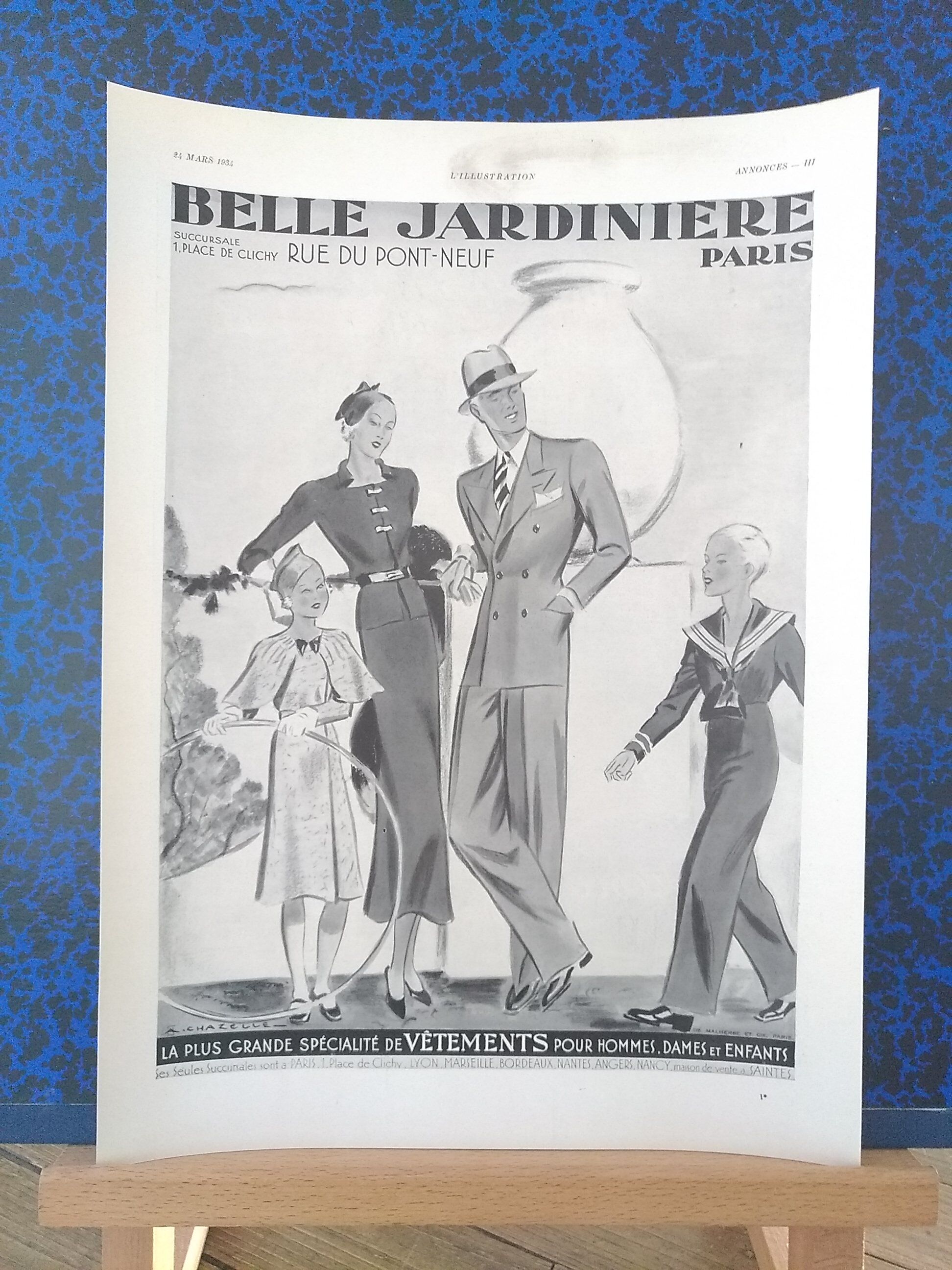 Paper advertisement Belle jardinière fashion from a magazine year 1934