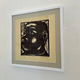 Portrait of a Man, 1972, Linocut, Framed
