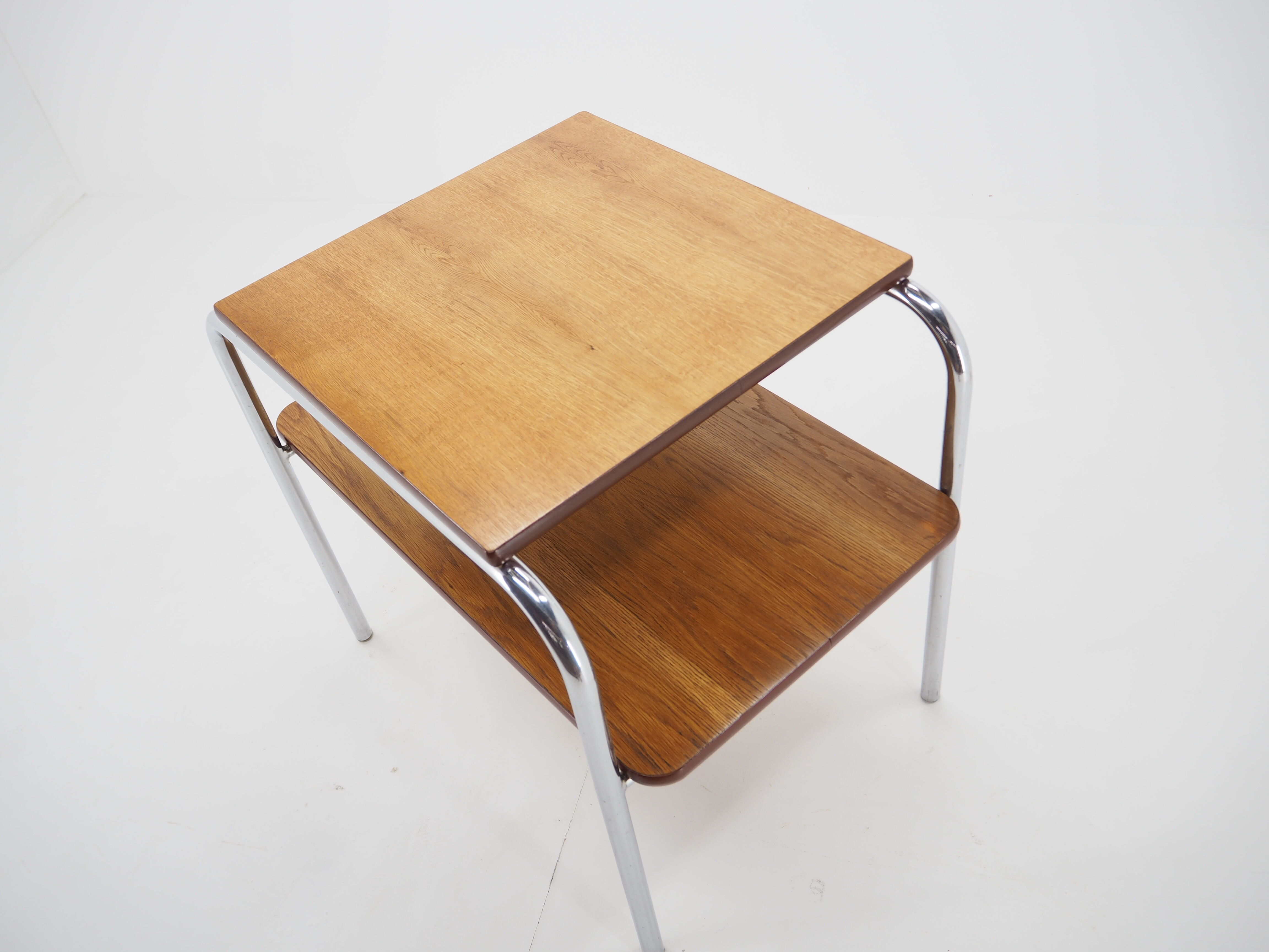 Table art déco chrome et bois, années 1940