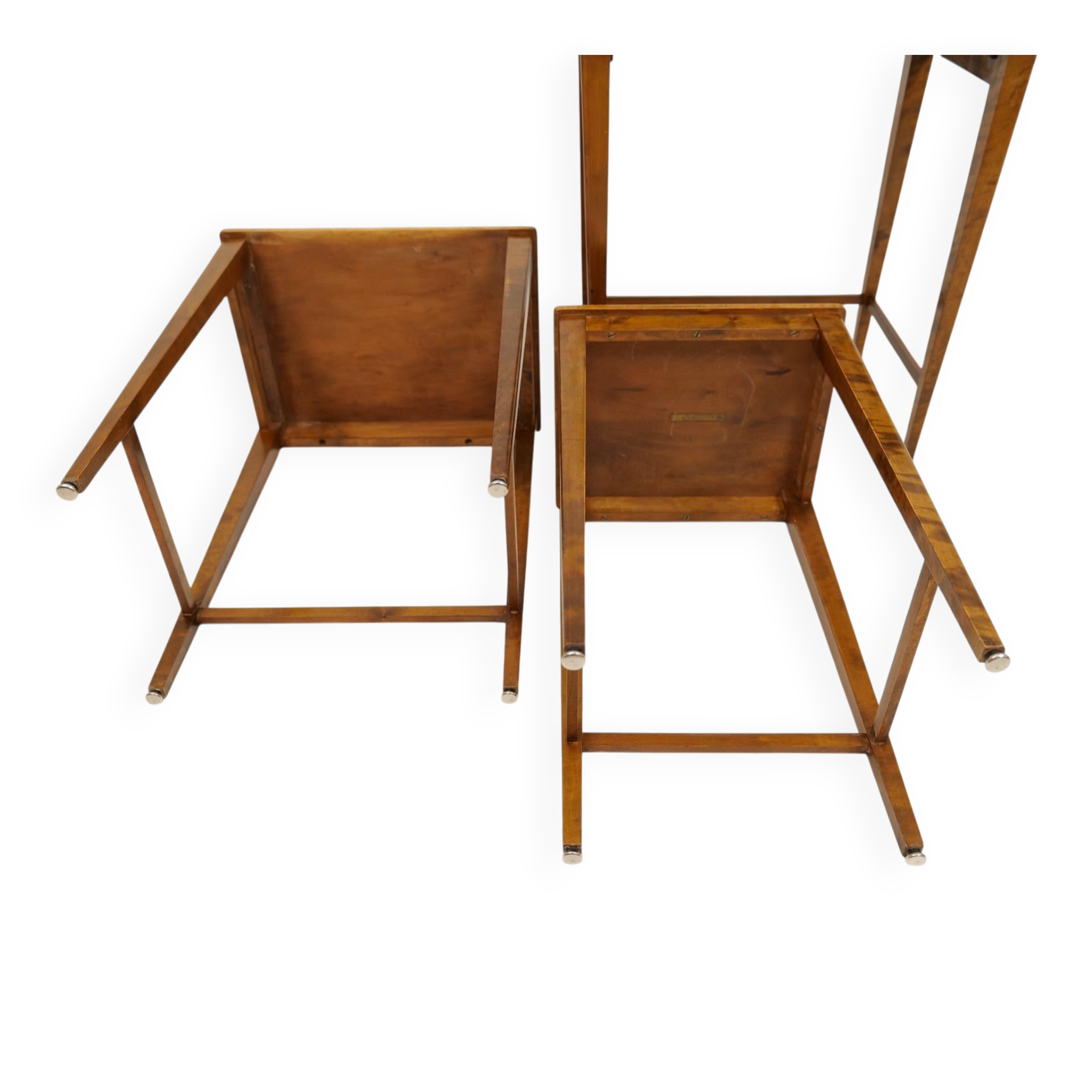 Nested tables in Art Deco style made of mahogany and stained birch, NK Sweden, 1940s.
