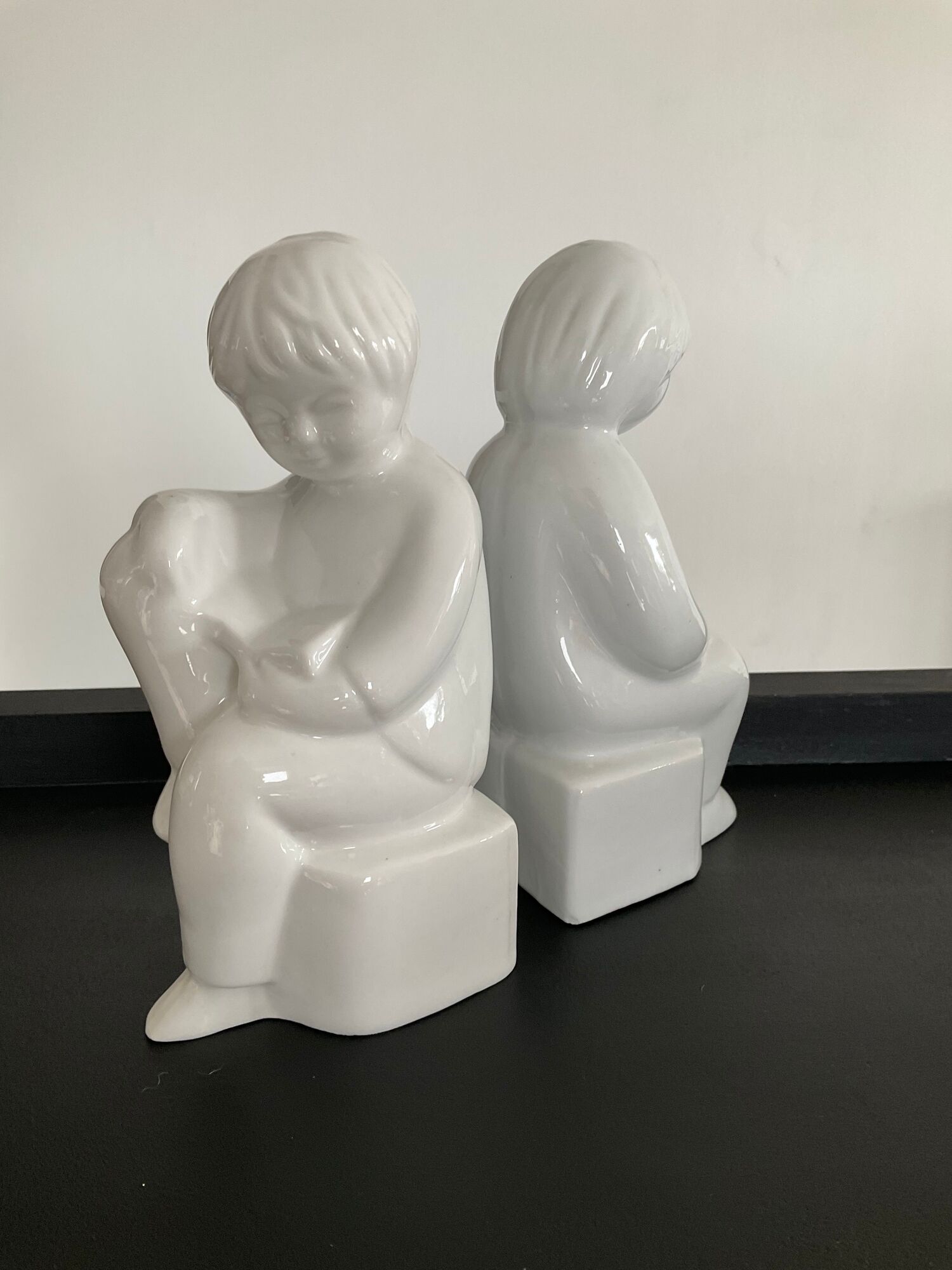 Pair of vintage porcelain bookends