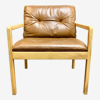 Scandinavian design leather armchair 1950