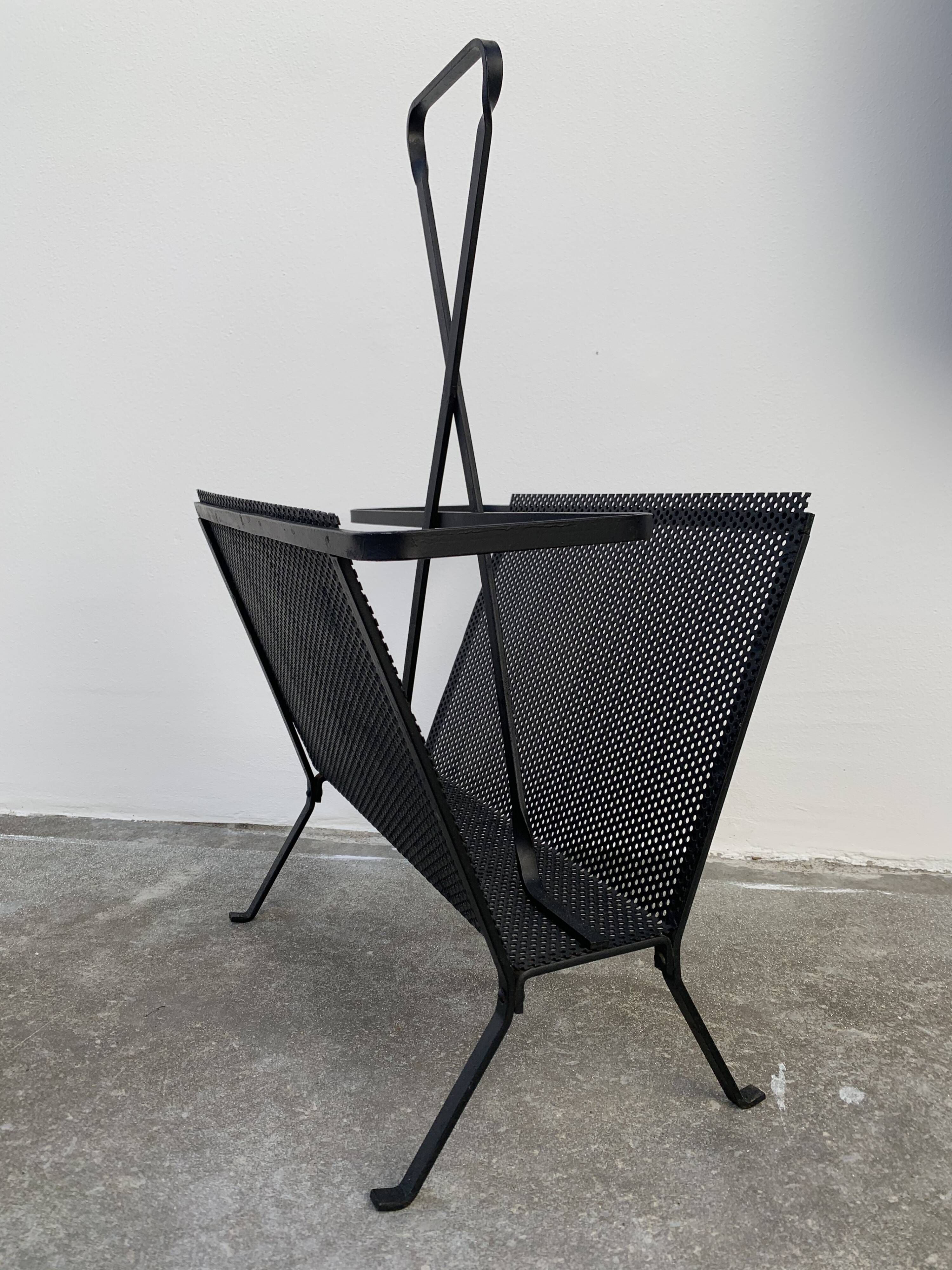 Black metal magazine rack Mathieu Mategot 1950