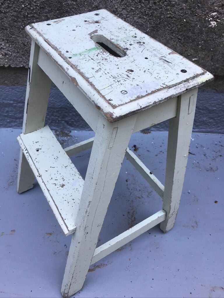 Escabeau marche pied bois vintage