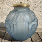 Blue Art Deco ball vase signed P. de Cagny