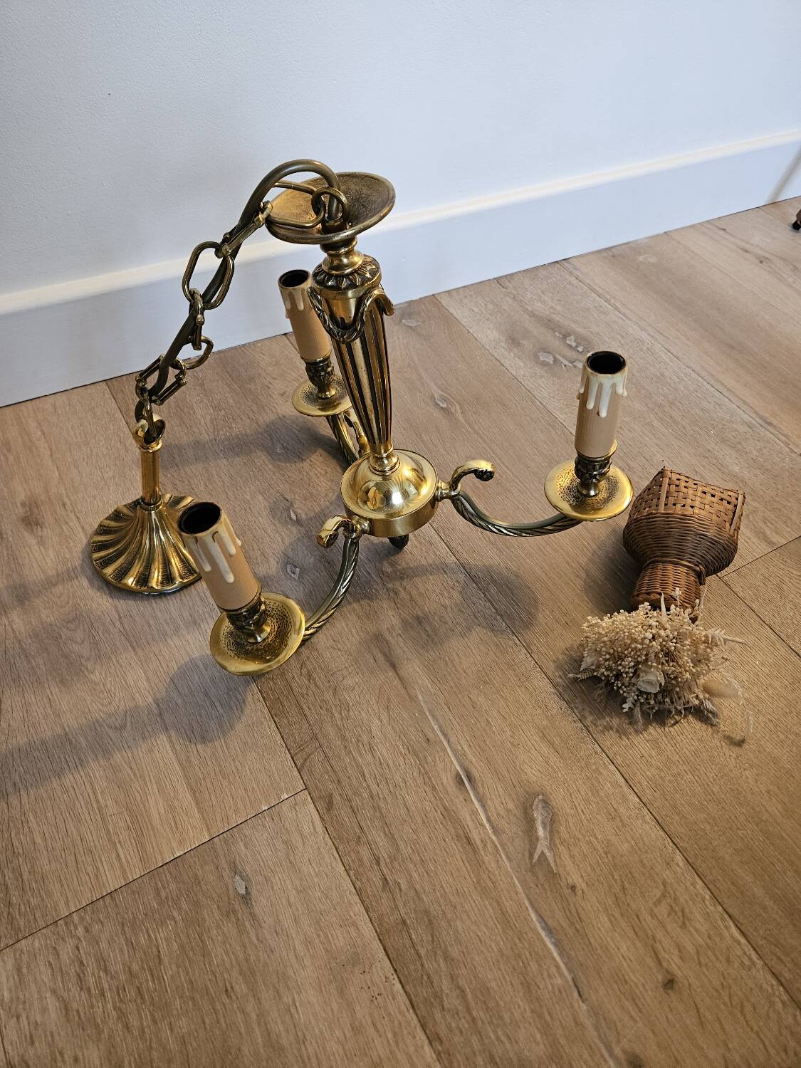 Louis XV style 3-light bronze chandelier