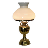 19th century lamp in brass and opaline