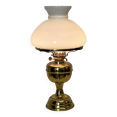 19th century lamp in brass and opaline