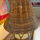 Lamp in rattan and ceramic vintage 1970