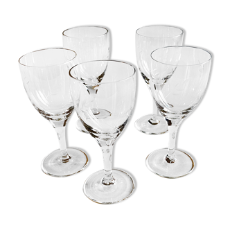 Lot de 5 verres à liqueur en verre gravé fleuri