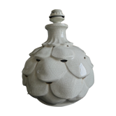 Pied de lampe forme artichaut faience craquelé 1970