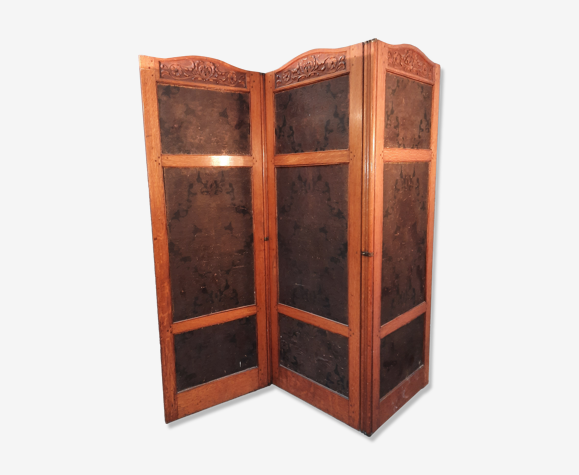 Paravent bois et cuir de cordou