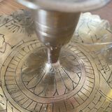 Brass hand candle holder with Egyptian decorations