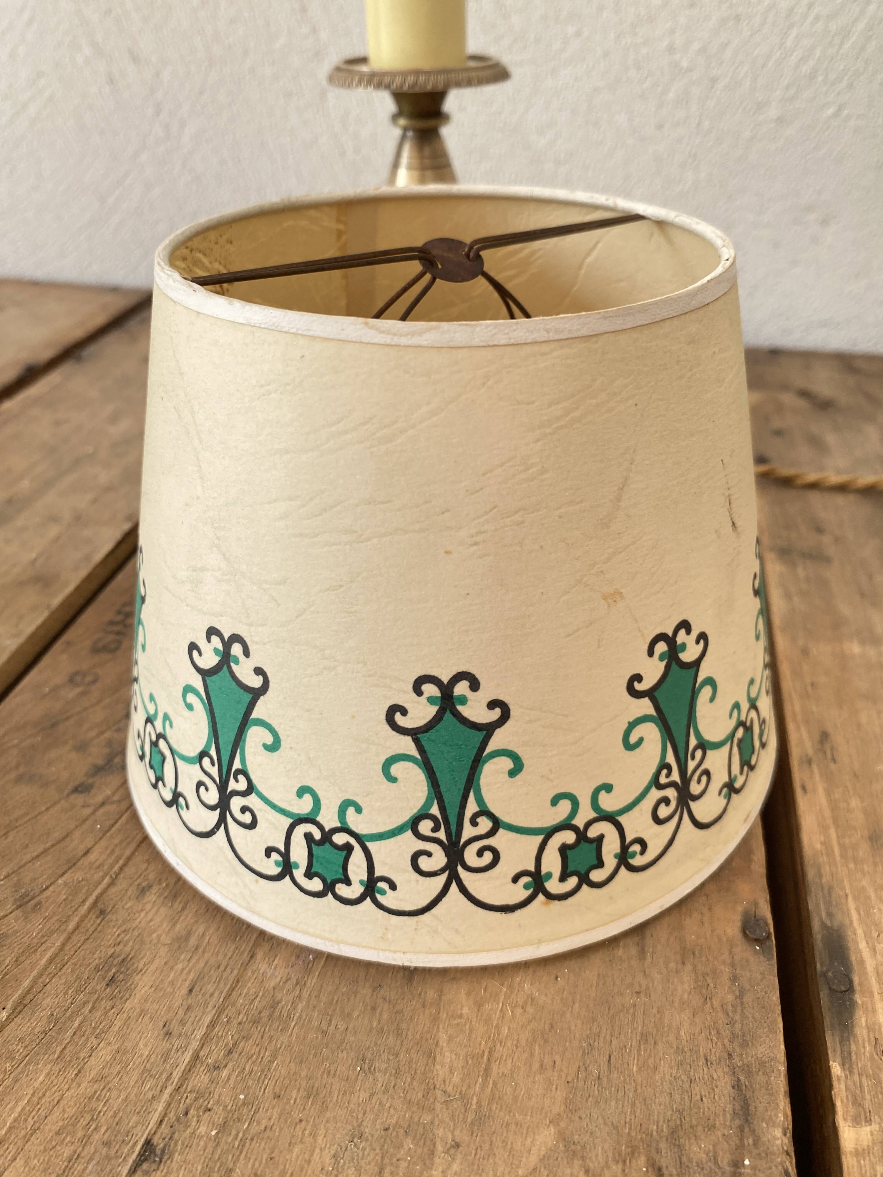 Brass lamp, 2 M new fabric cable, painted lampshade