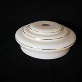pendant lamp/lampshade/art deco in white opaline/gold lines