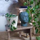 Mini-bench stool in old patinated solid wood
