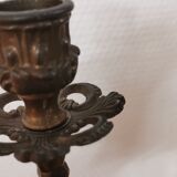 Pair of antique candlesticks in bronze and brass