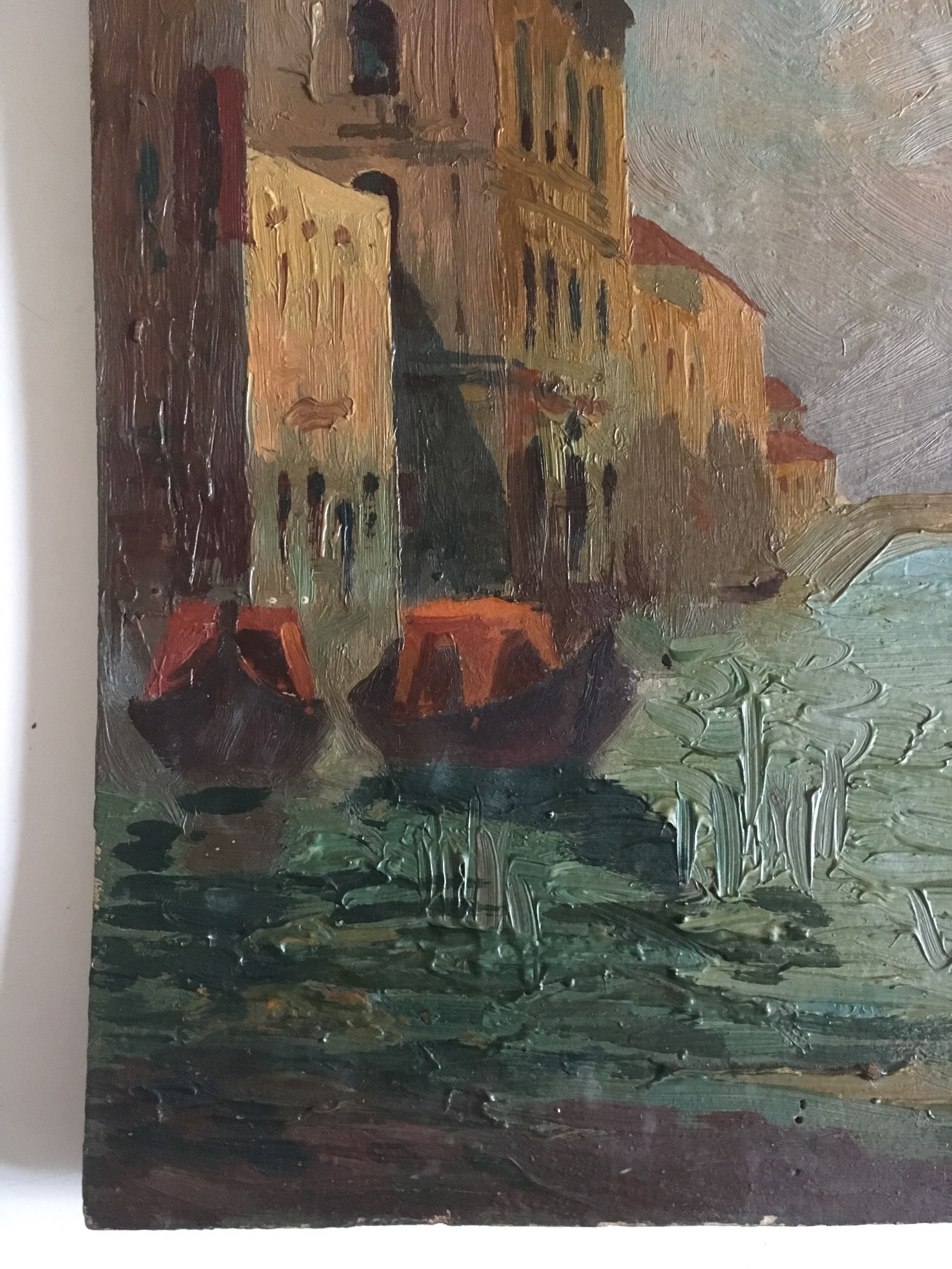 Oil on wood View of Venice at sunrise for the 40s