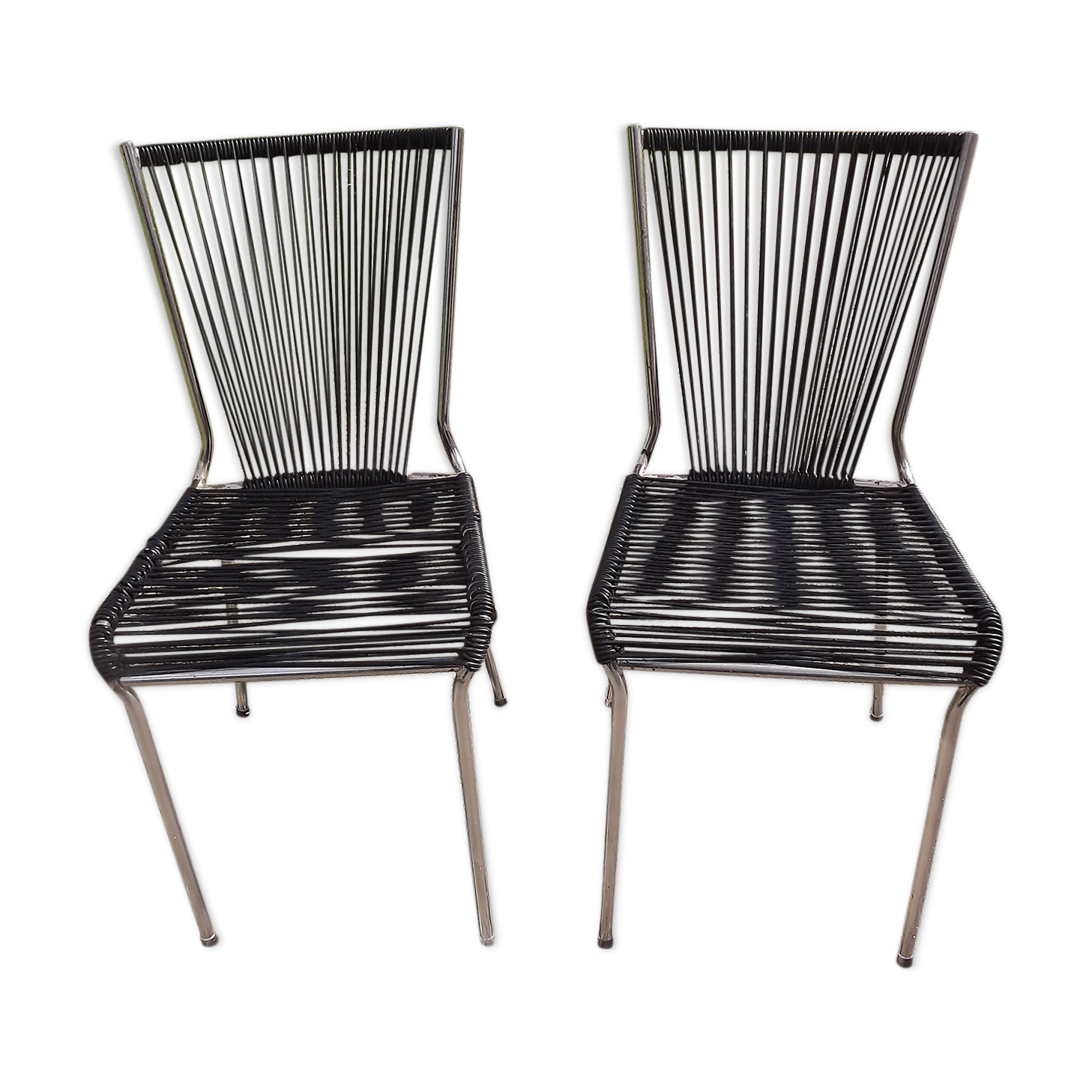 Pair of chairs scoubidou of the years 60