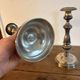 Pair of Silver-Plated Metal Candle Holders with Fluted Design in Louis XVI Style from the 19th Century