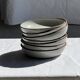 Set of 7 handmade grey glazed ceramic deep plates D18.5 H5.