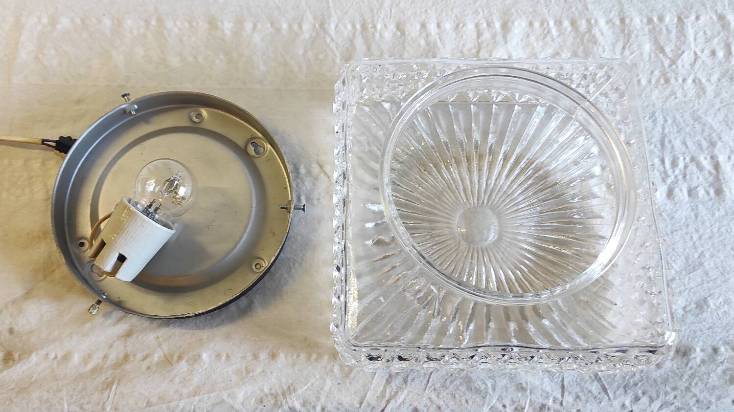 Vintage glass ceiling light - mid 20th century