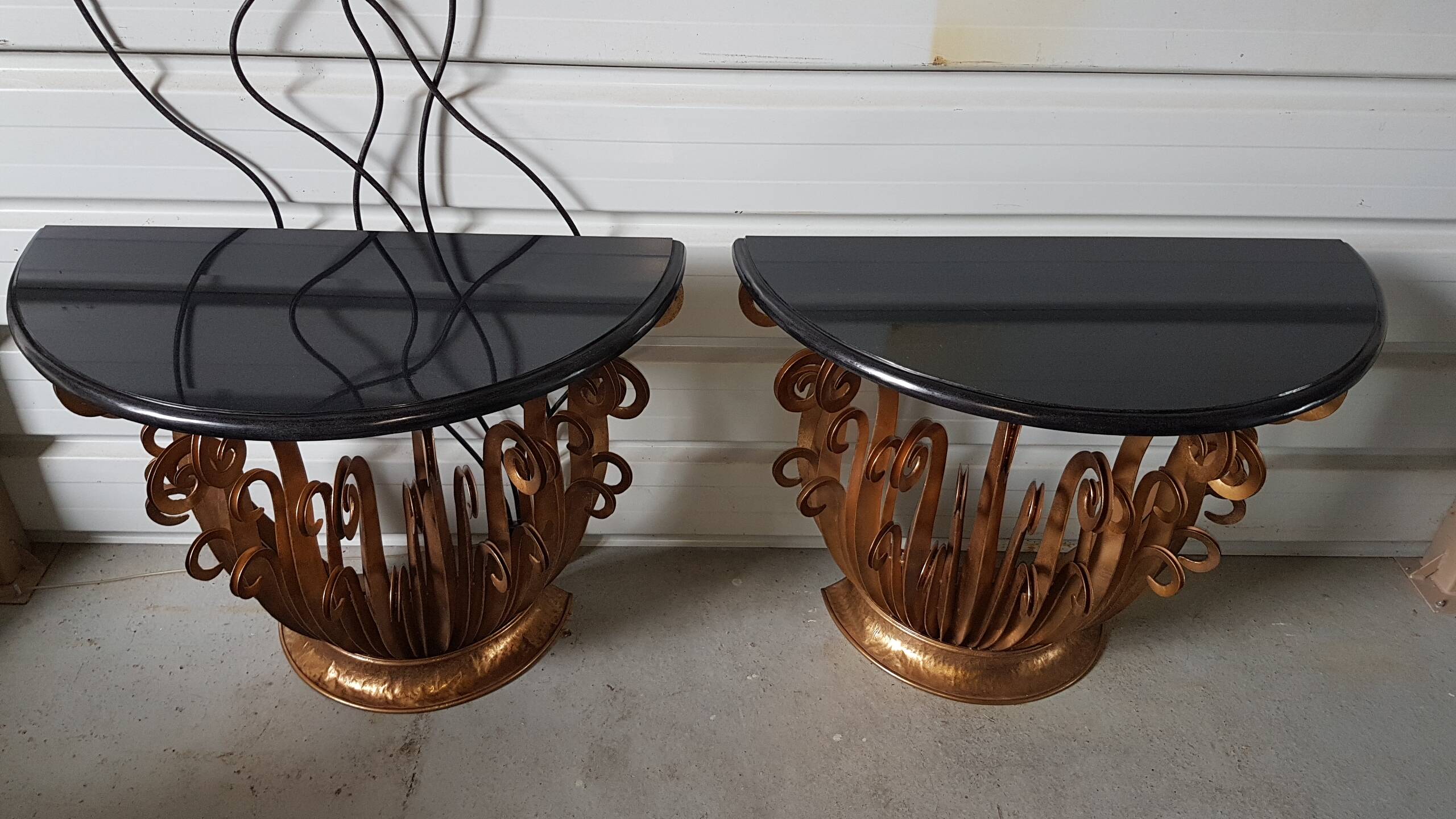 Paire de console aux fougeres