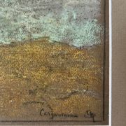 Tableau paysage en pastel sous verre signé Henri Marchal