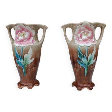 Pair of slipware vases