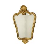French Gold Leaf Gilded Baroque Style Mirror Crested Mirror Sixties 66cm
