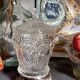 Antique glass compotier on metal stand