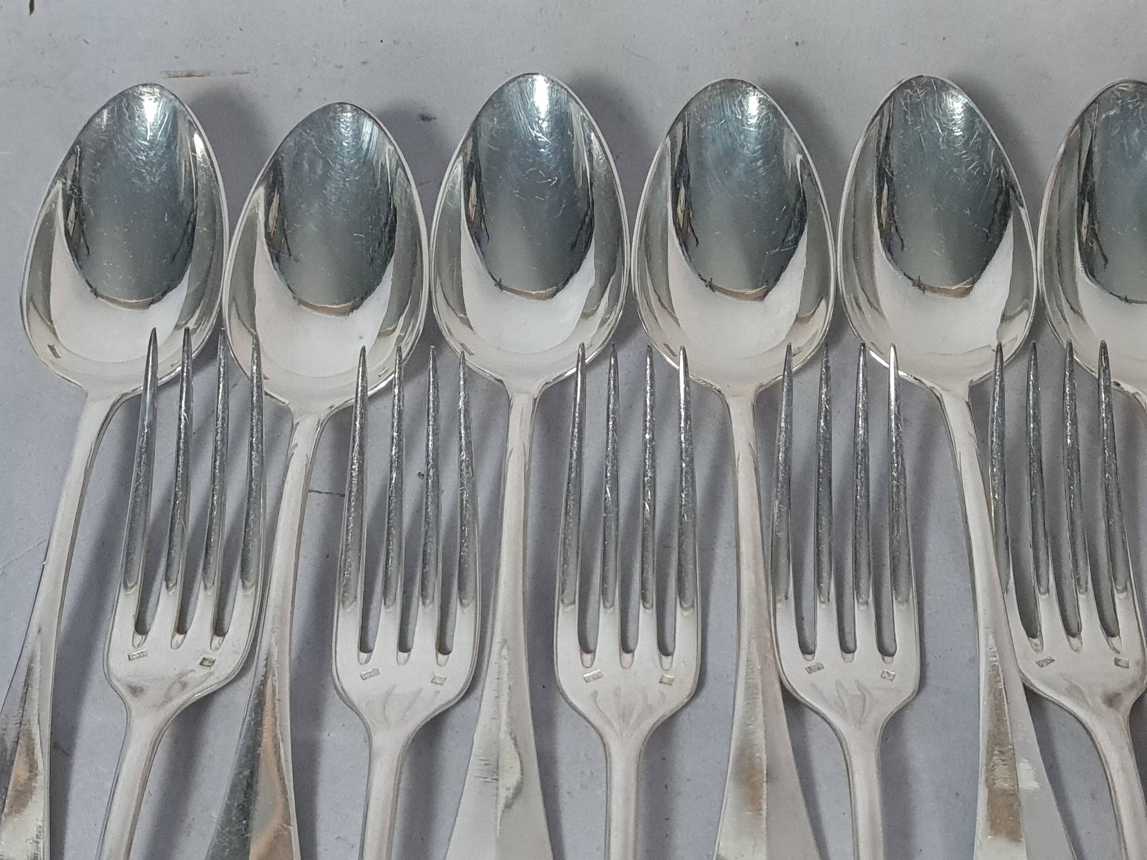 12 spoons & 11 forks Cailar Bayard (Christofle) silver-plated metal D178
