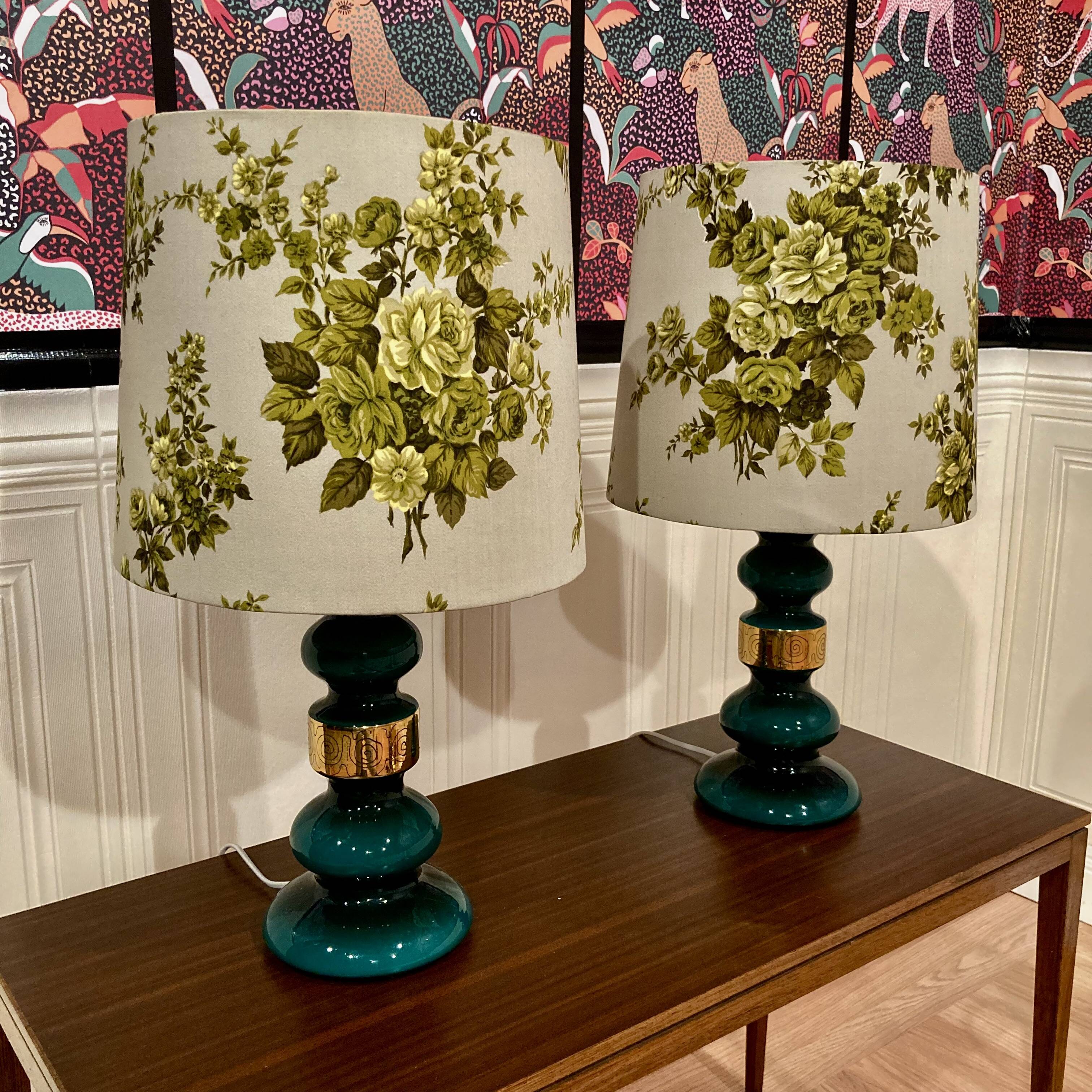 Paire de lampes verre Design scandinave 1950.