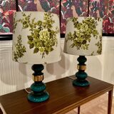 Paire de lampes verre Design scandinave 1950.