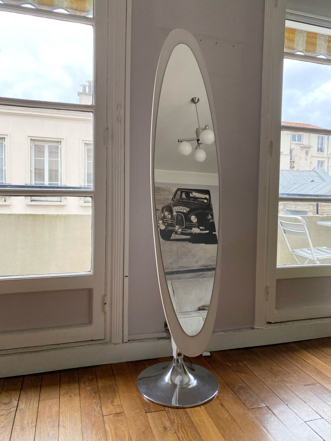 Psyche mirror on foot Jelem year 60-70 vintage